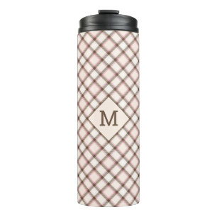 Aangepast Monogram geruit / Tartan Patroon Thermosbeker