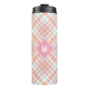 Aangepast Monogram geruit / Tartan Patroon Thermosbeker