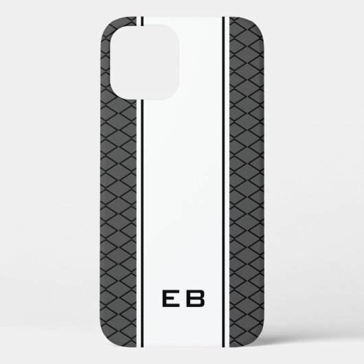 Aangepast monogram gestript iPhone 12 hoesje voor  (Achterkant)