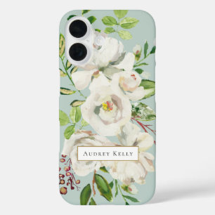 Aangepast monogram Gilded Blooms   Munt iPhone 16 Hoesje