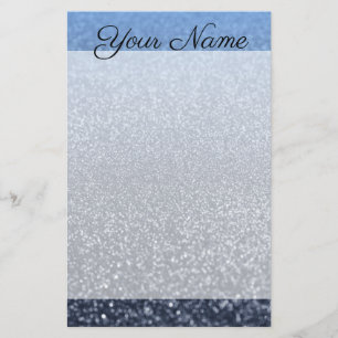 Aangepast monogram  glitter shinblauw briefpapier