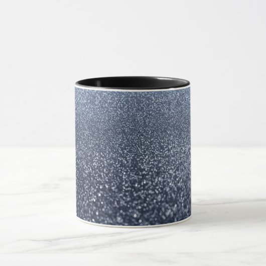 Aangepast monogram glitter shinblauw mok (Midden)