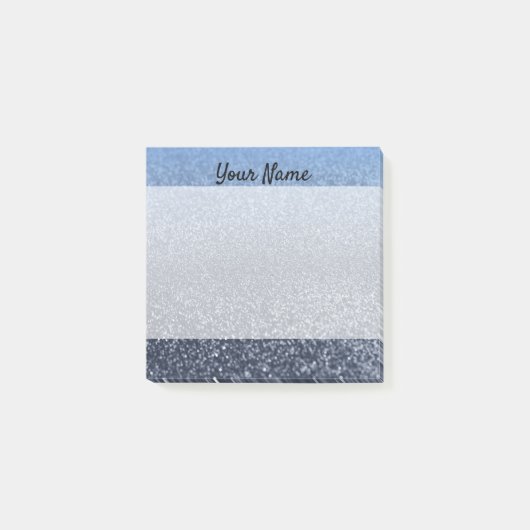 Aangepast monogram glitter shinblauw post-it® notes (Voorkant)