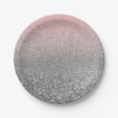 Aangepast monogram glitter shine roze papieren bordje (Voorkant)