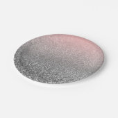 Aangepast monogram glitter shine roze papieren bordje (Gekanteld)