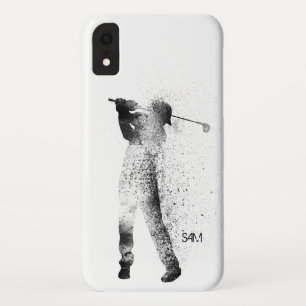 Aangepast monogram  Golfer Silhouette Swing iPhone XR Hoesje