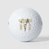 Aangepast Monogram Goud Medisch Symbool Golfballen (Voorkant)