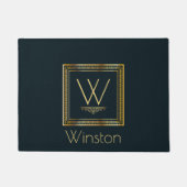 Aangepast monogram goud op donkerste blauw deurmat (Voorkant)