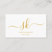 Aangepast monogram goudhandschrift voor haarlijst visitekaartje (Voorkant)
