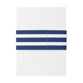 Aangepast monogram goudmarinevlek Blauwe Stripes W Uitnodigingen Wikkel (Achterkant Voorbeeld)