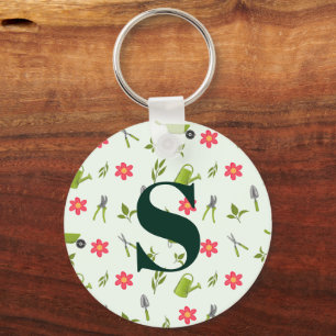 Aangepast Monogram Groen Tuinieren Sleutelhanger