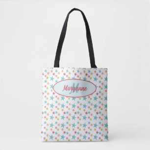 Aangepast Monogram Helder Pastel Vrolijk Patroon Draagtas