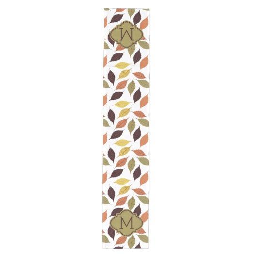 Aangepast monogram herfst Leafs Patroon Medium Tafelloper (Voorkant)
