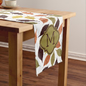 Aangepast monogram herfst Leafs Patroon Medium Tafelloper (Voorbeeld)