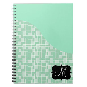 Aangepast monogram Initiaal Mint Green Tile Patter Notitieboek