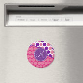 Aangepast monogram Initiaal Roze Paarse pooldots Magneet (Insitu (Vaatwasser))