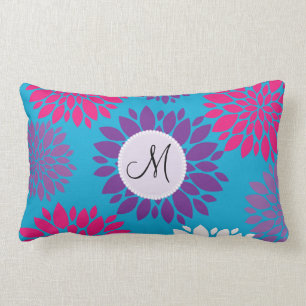 Aangepast monogram Initiaal Roze Paarse ventilator Kussen