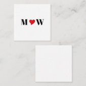 Aangepast monogram initiaal voor Cute red hart Informatiekaartje (Voorkant / Achterkant)