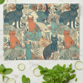 Aangepast Monogram Katten Patroon Theedoek (Gevouwen)