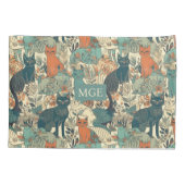 Aangepast monogram kattenpatroon kussensloop (Achterkant)