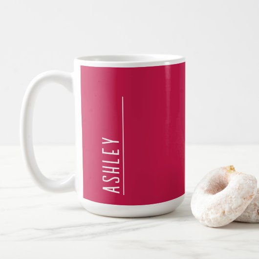 Aangepast monogram, kersenroze koffiemok (Met donut)