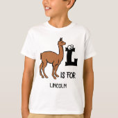 Aangepast monogram L is voor Llama schattig alpaca T-shirt (Voorkant)