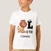 Aangepast monogram L is voor schattige leeuwen T-shirt (Voorkant)