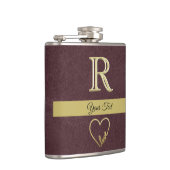 Aangepast monogram lederen textiel met liefde heupfles (Rechts)