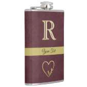 Aangepast monogram lederen textiel met liefdesfles heupfles (Rechts)