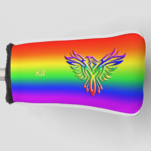 Aangepast monogram, LGBT Rainbow Pride Phoenix Ris Golfheadcover (Voorkant)