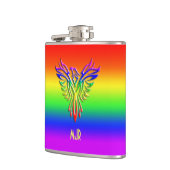 Aangepast monogram, LGBT Rainbow Pride Phoenix Ris Heupfles (Links)