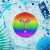Aangepast monogram, LGBT Rainbow Pride Phoenix Ris Papieren Bordje (Feest)