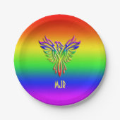 Aangepast monogram, LGBT Rainbow Pride Phoenix Ris Papieren Bordje (Voorkant)