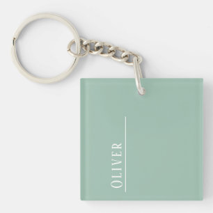 Aangepast monogram, licht saliegroen sleutelhanger