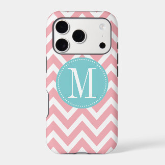 Aangepast monogram lichtblauw en roze Chevron