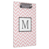 Aangepast monogram lichtroze en witte Chevron Klembord (Rechts)