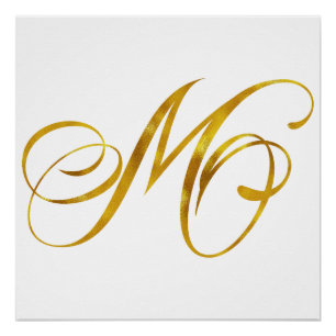 Aangepast monogram M Faux Gold Foil Monogrammen In Perfect Poster