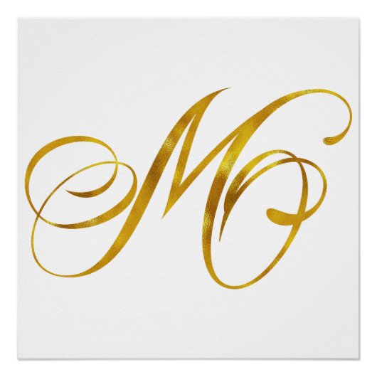 Aangepast monogram M Faux Gold Foil Monogrammen In Perfect Poster (Voorkant)
