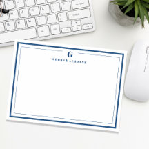Aangepast Monogram Marine Blauwe Grens Stationery