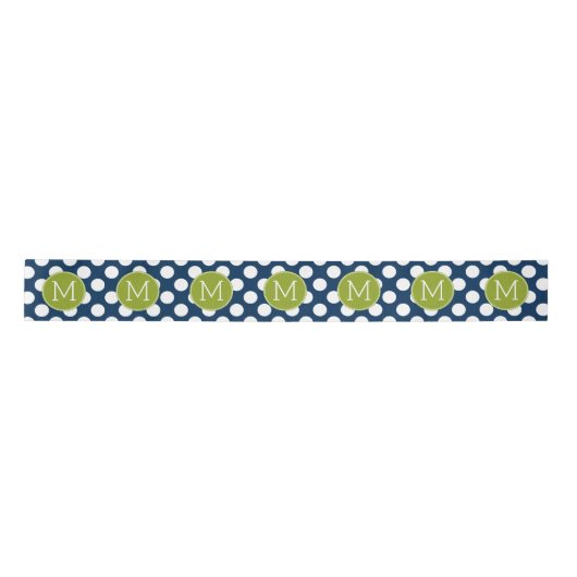 Aangepast monogram marineslauw blauw en kalkgroene lint (Voorkant)