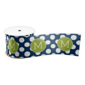 Aangepast monogram marineslauw blauw en kalkgroene lint (Spoel)