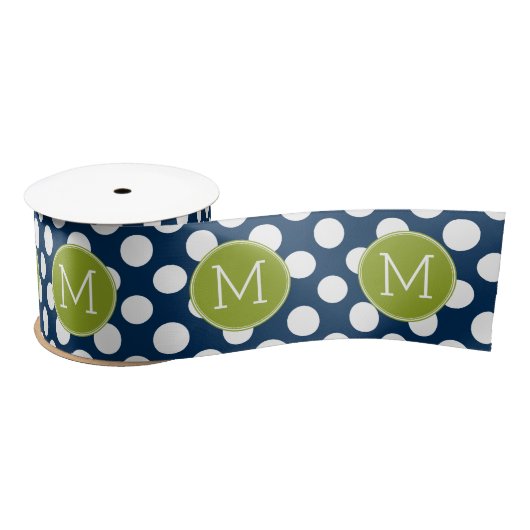 Aangepast monogram marineslauw blauw en kalkgroene lint (Spoel)