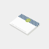 Aangepast monogram marineslauw blauw en kalkgroene post-it® notes (Schuin)