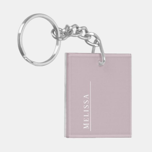 Aangepast monogram, mauve acryl sleutelhanger (Voorkant Links)