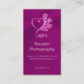 Aangepast monogram, Mauve Stylized Heart en Rozen Visitekaartje (Voorkant)