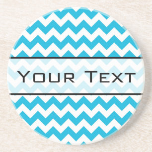 Aangepast monogram met blauwe Chevron achtergrond Zandsteen Onderzetter