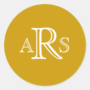 Aangepast monogram met drie letters Gold Wedding-z Ronde Sticker