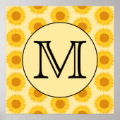 Aangepast monogram, met Gele Zonnebloemen. Poster (Voorkant)