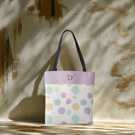 Aangepast monogram met Pastel Minimal Circle Patte Draagtas