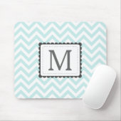 Aangepast monogram mint Blue en White Chevron Muismat (Met muis)